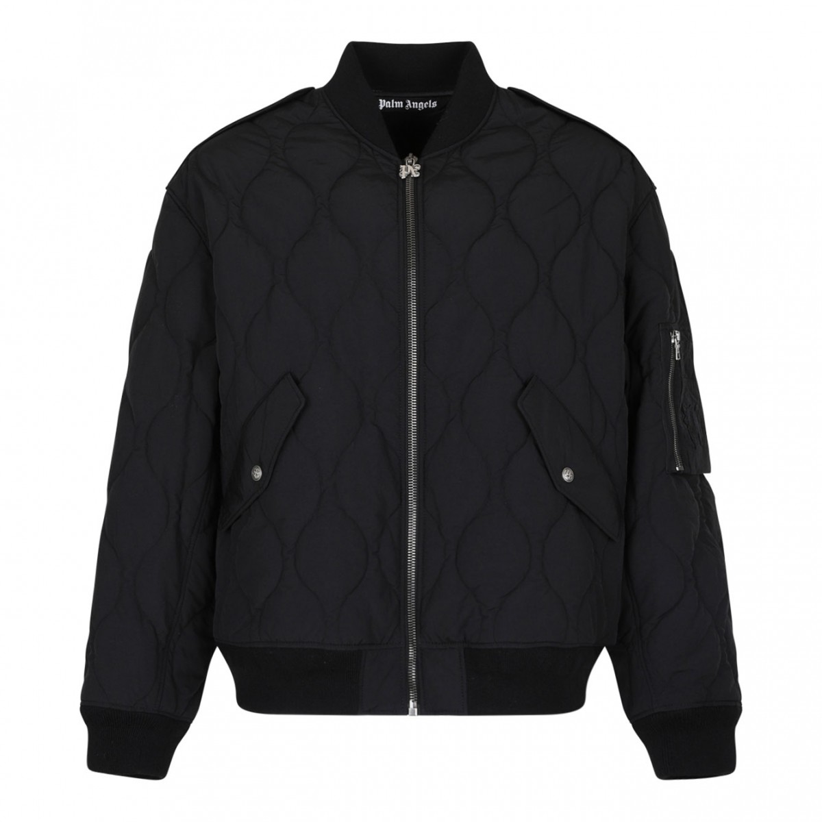 Black Quilted Bomber Jacket