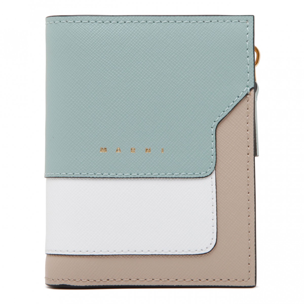 Marni Green, Limestone and Light Camel Calf Leather Wallet. 