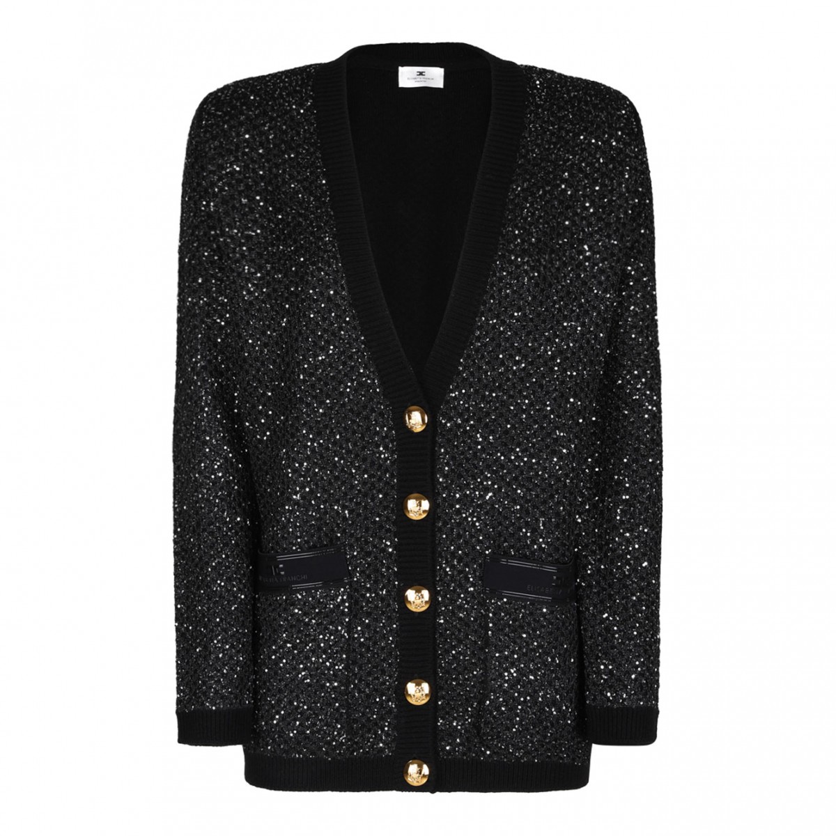 Black Sequin Thread Cardigan