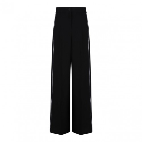 Wide Black Crepe Trousers