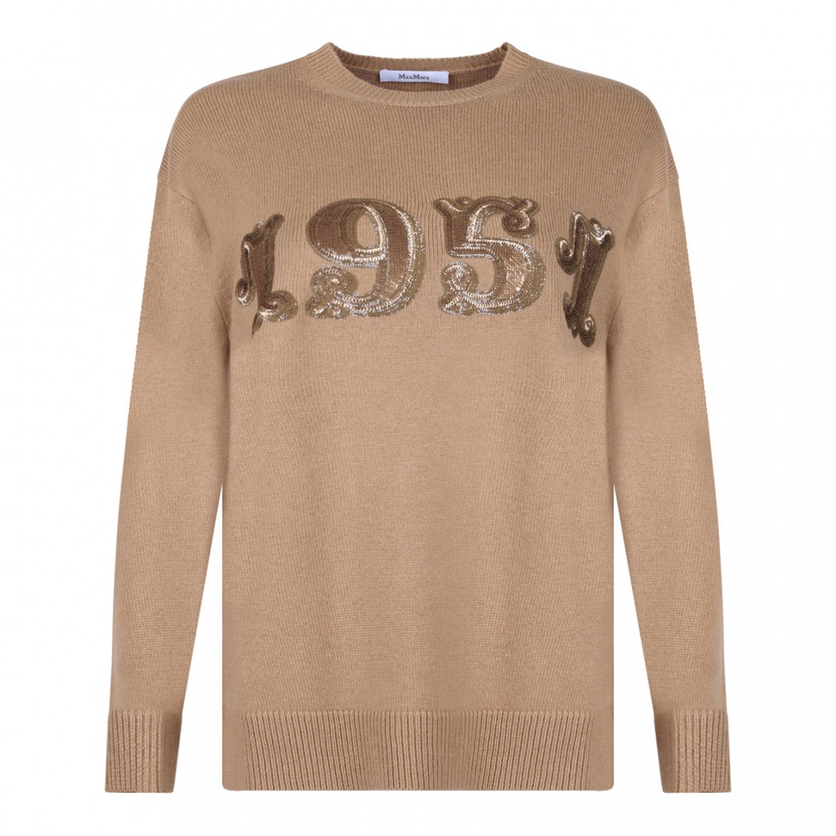 Camel Brown Logo Sequins Pullover