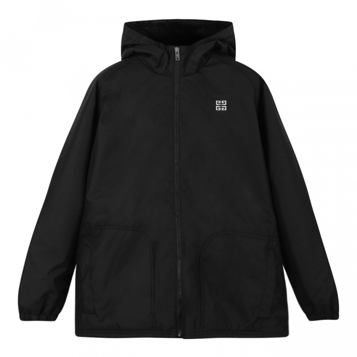 Black Logo Embroidered Coat