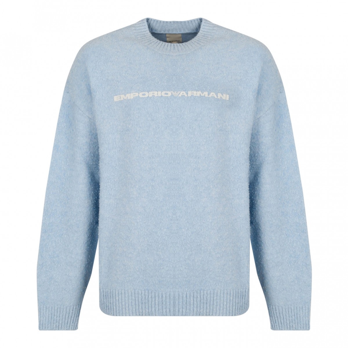 Light Blue Logo Print Sweater