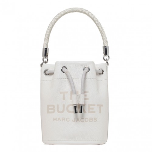 Cream White Leather Bucket Bag