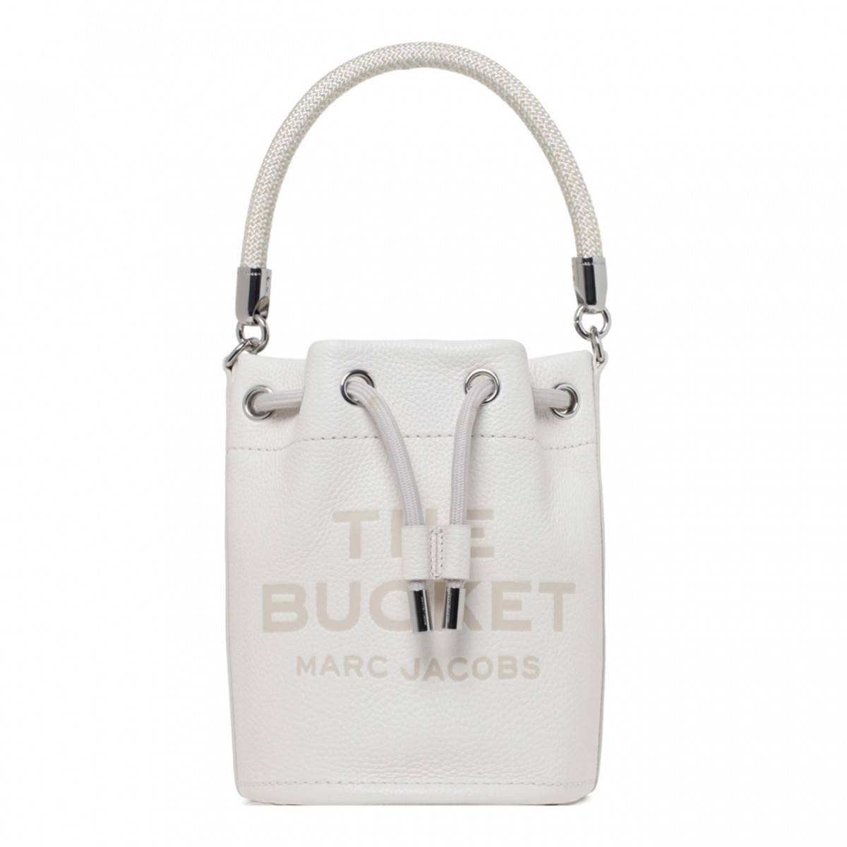 Cream White Leather Bucket Bag