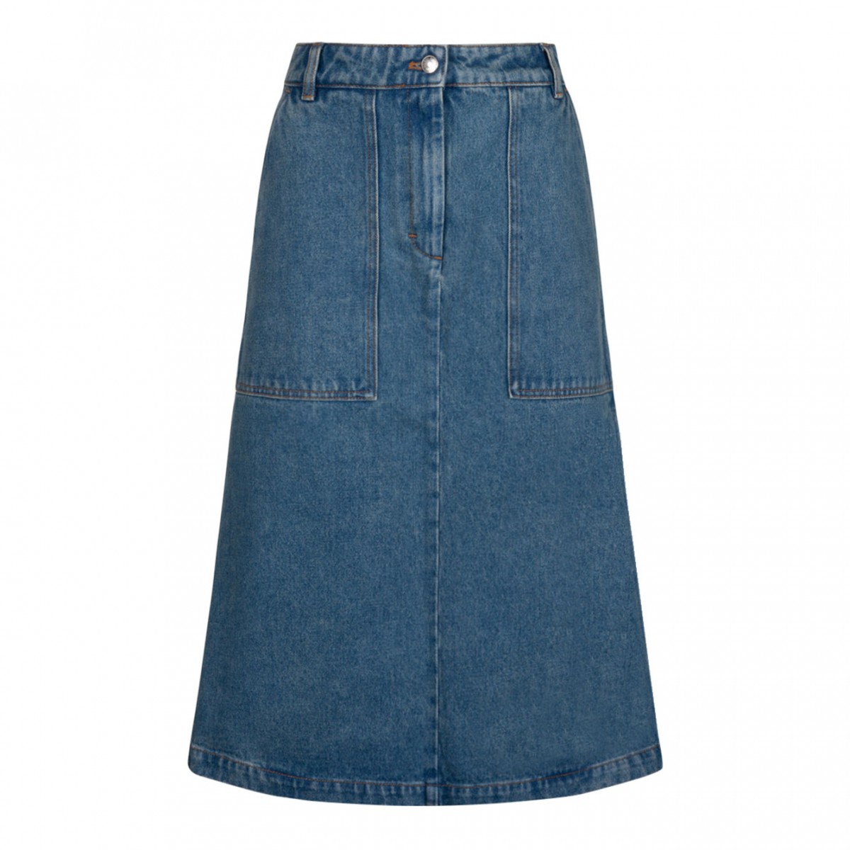 Maison Kitsun Indigo Blue Midi Skirt