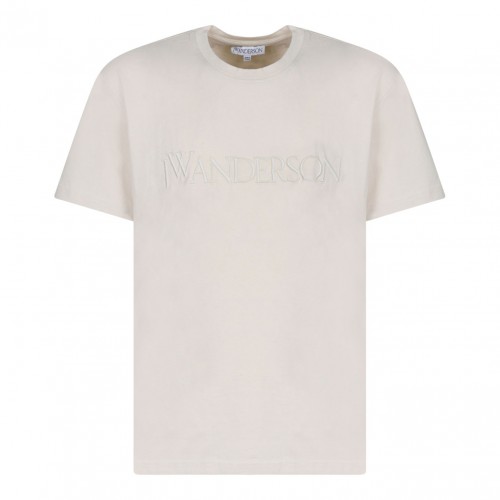 Beige Logo Embroidered T-Shirt