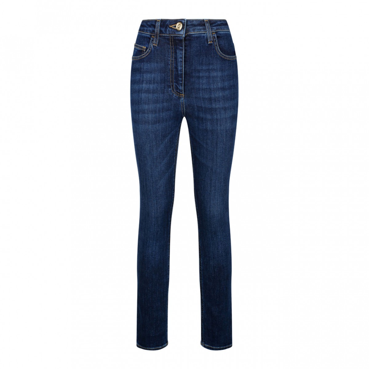 Elisabetta Franchi Regular Waist Stretch Cotton Skinny Blue Jeans