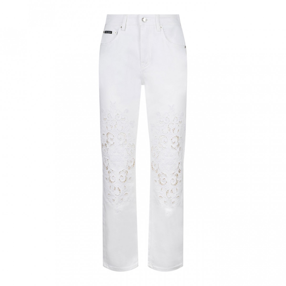 Dolce & Gabbana White Lace Detail Trousers