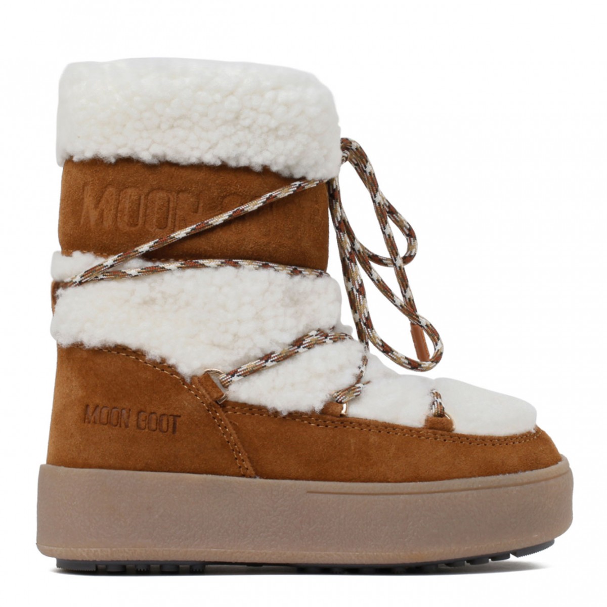 Moon Boot Brown and White Shearling Boots