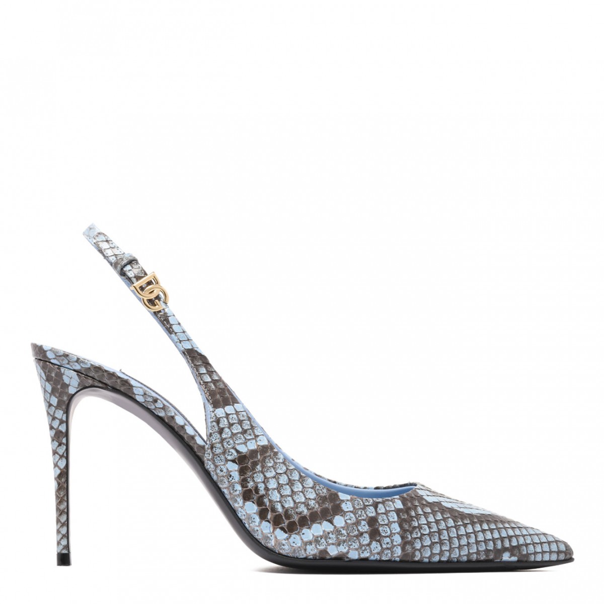 Light Blue Python Slingback