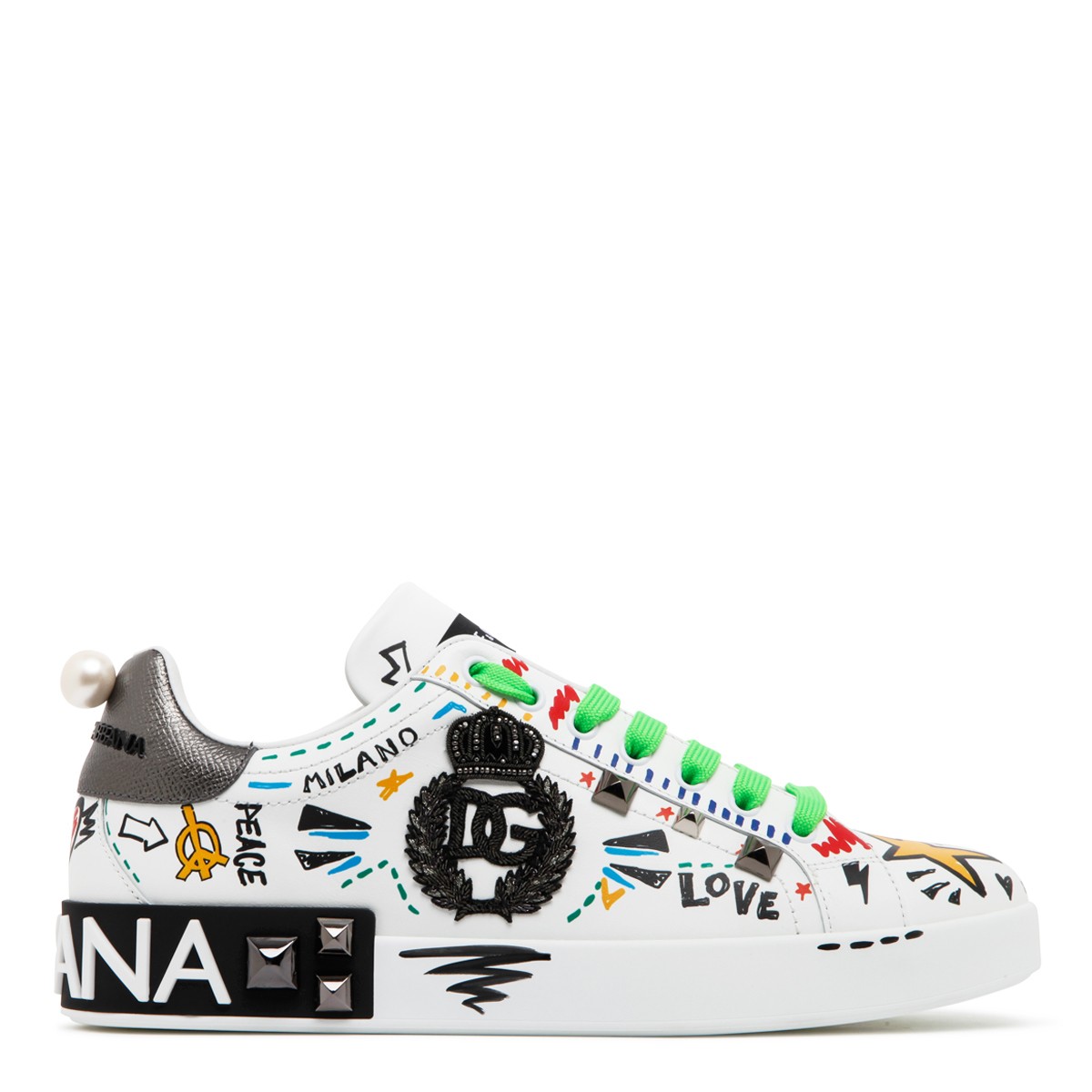 White and Multicolour Low Top Sneakers