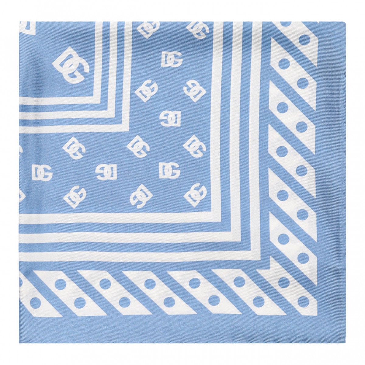 Light Blue and White Logo Print Foulard