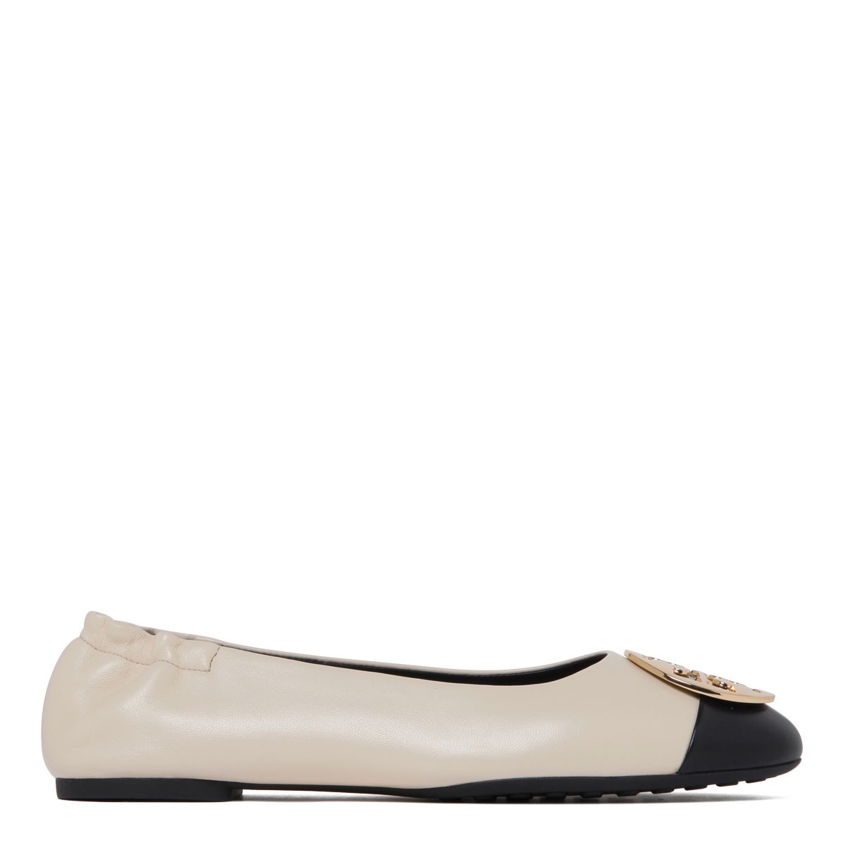 Ivory White and Black Claire Ballerina Shoes