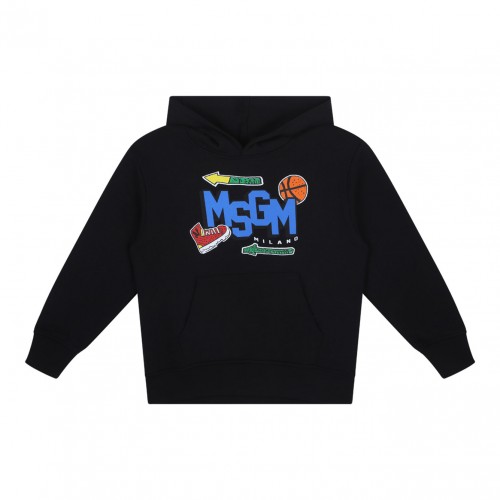 Black Logo Print Hoodie