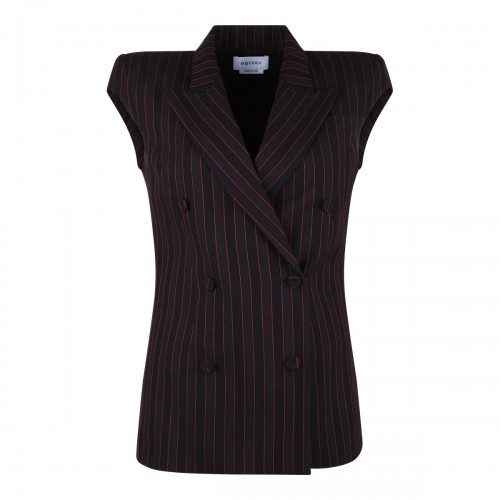 Pinstripe Sleeveless Blazer