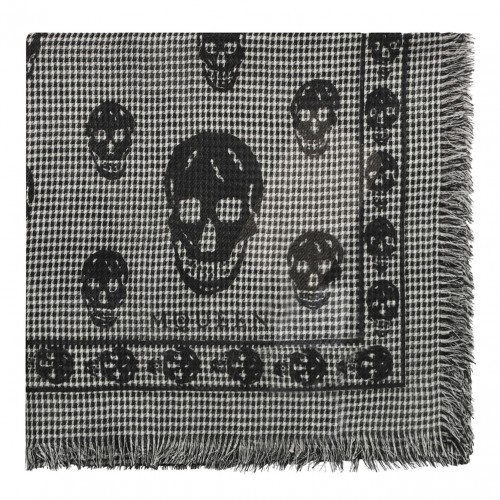 Grey Skull Print Scarf