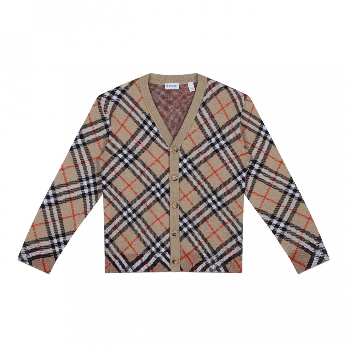 Beige Check Cardigan