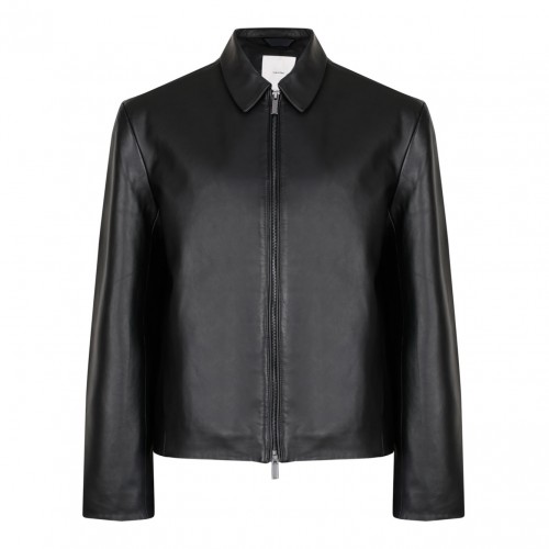 Black Leather Shirt Jacket