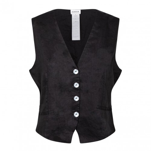 Black Linen Gilet