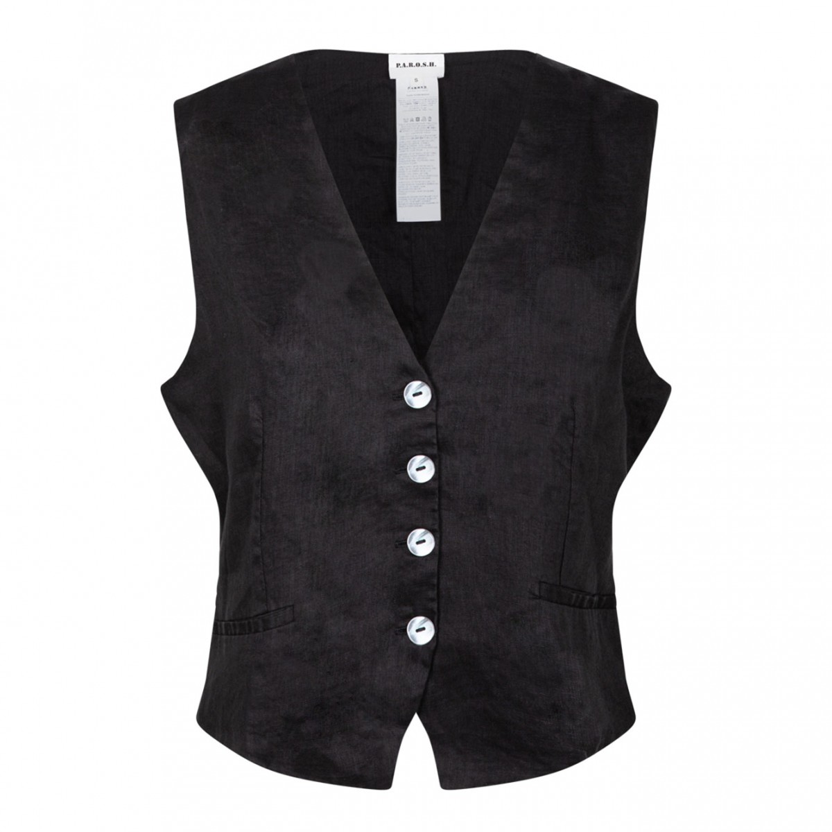 Black Linen Gilet