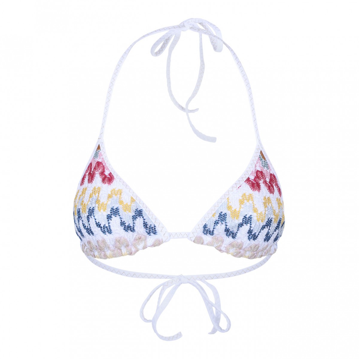 White and Multicolour Lame Triangle Bikini