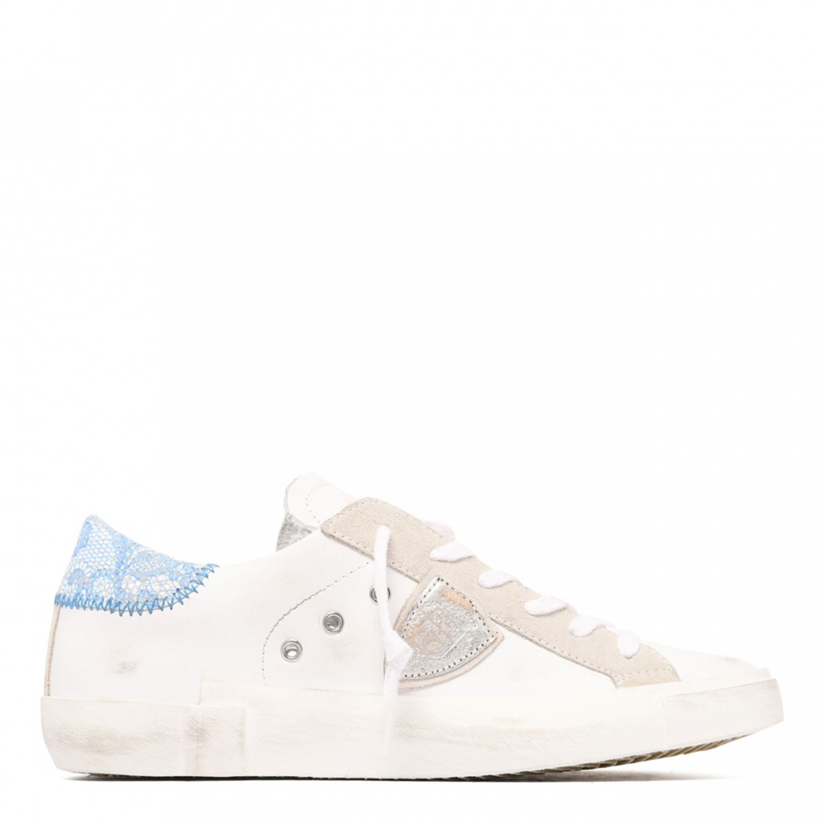 White and Light Blue Prsx Sneakers