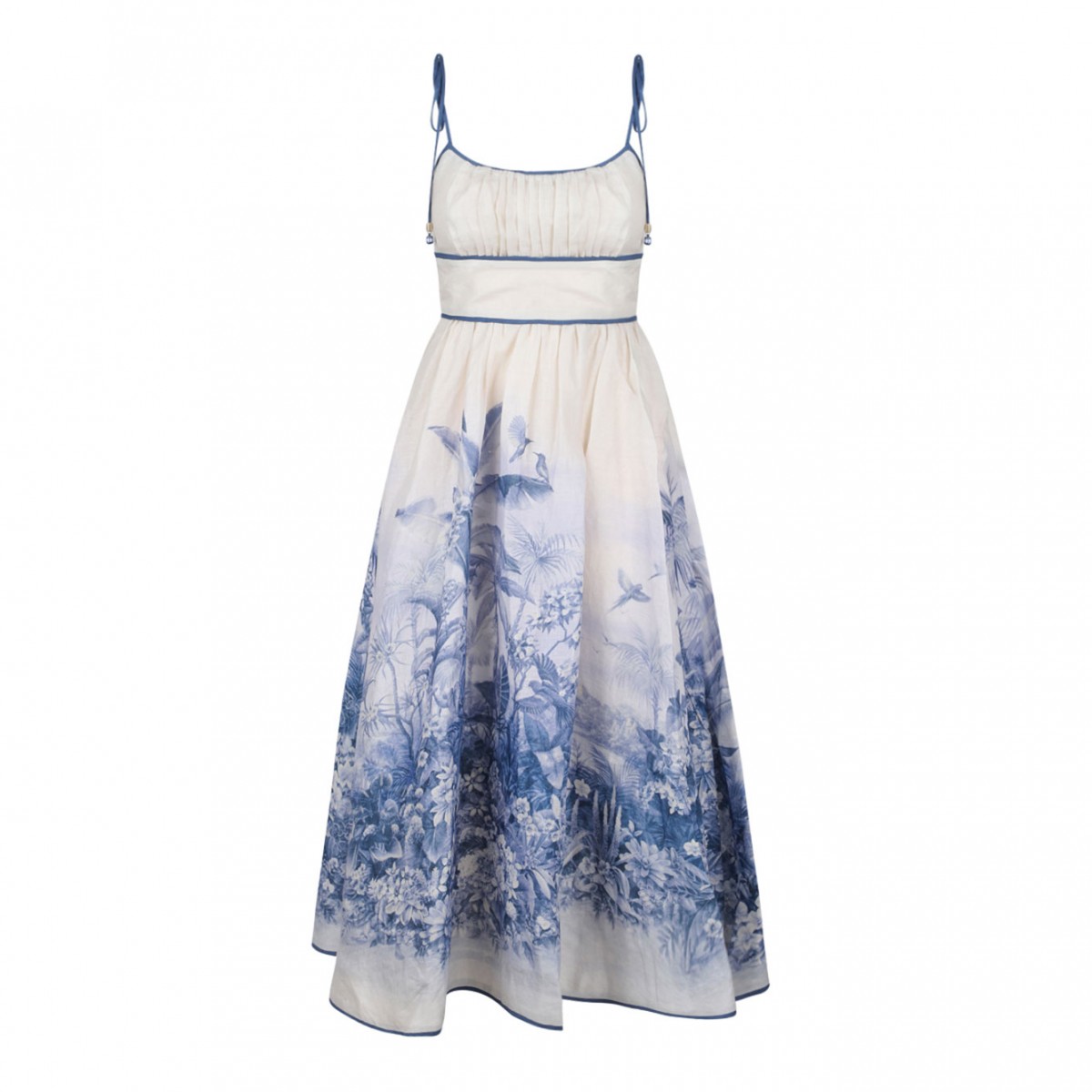 White/Blue Wylie Picnic Midi Dress