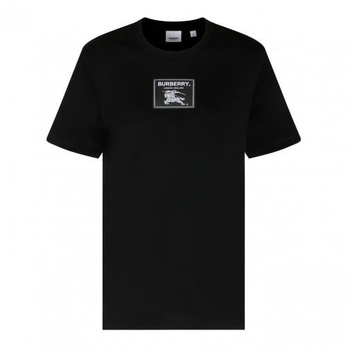 Burberry Black Cotton Logo Patch T-Shirt.| COLOGNESE 1882