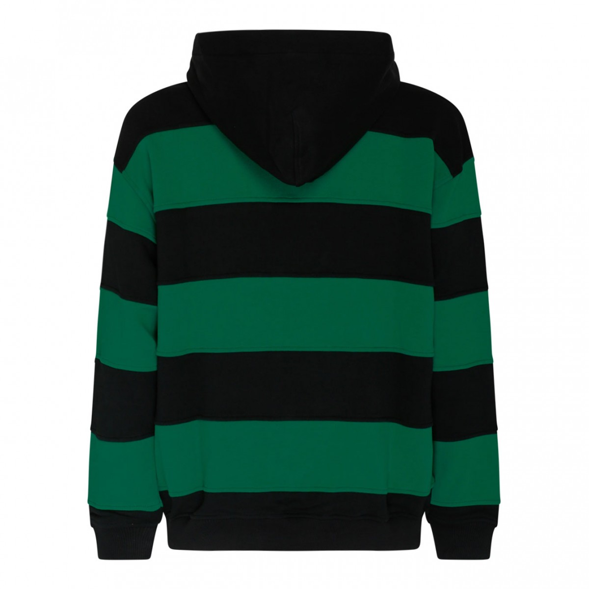 MSGM Green and Black Cotton Logo Patch Two Tone Hoodie.| COLOGNESE