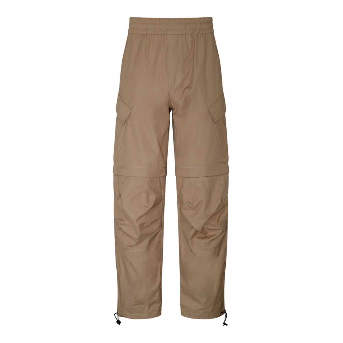 MSGM Beige Cotton Cargo Trousers.