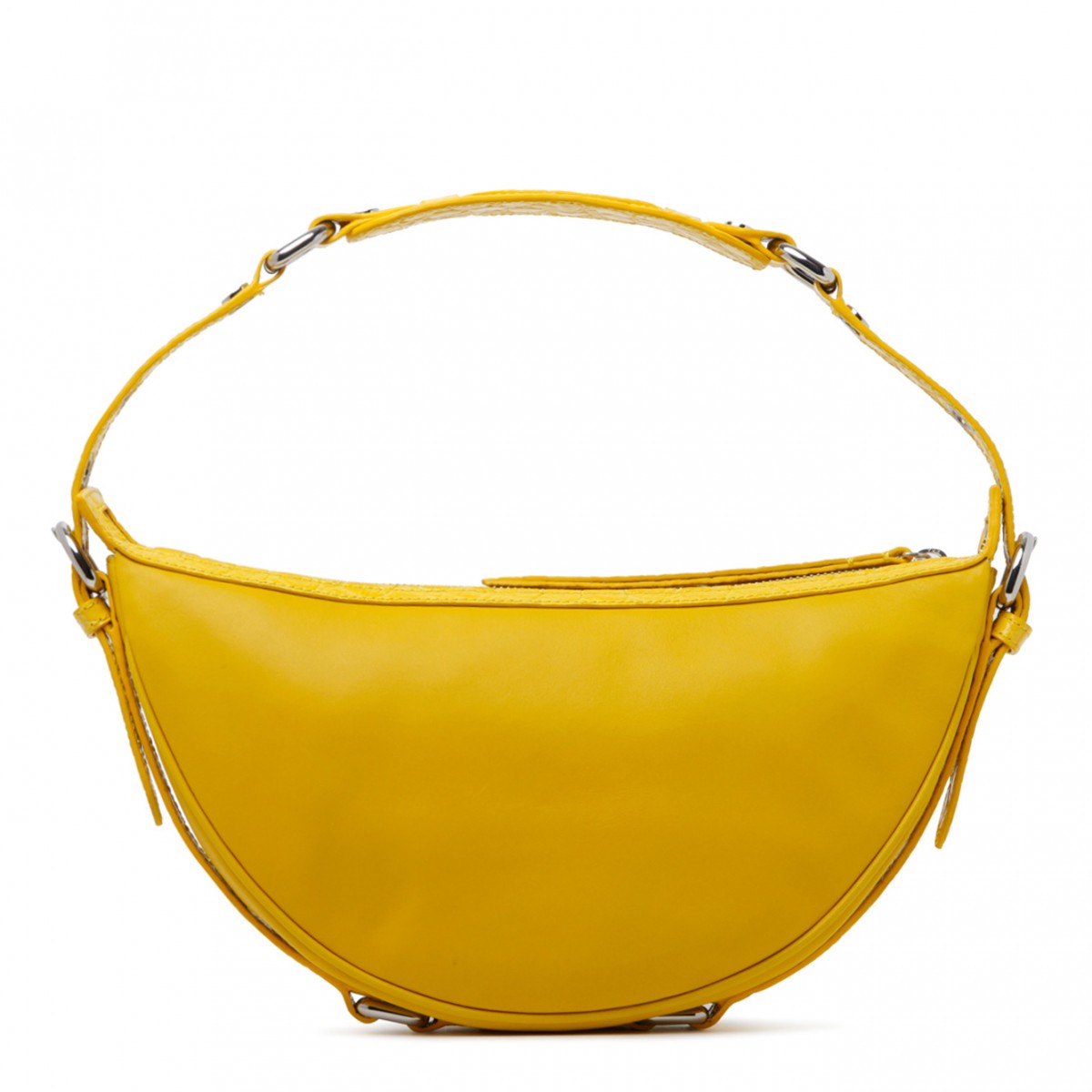 Yellow Calf Leather Gib Crocodile Embossed Shoulder Bag| COLOGNESE