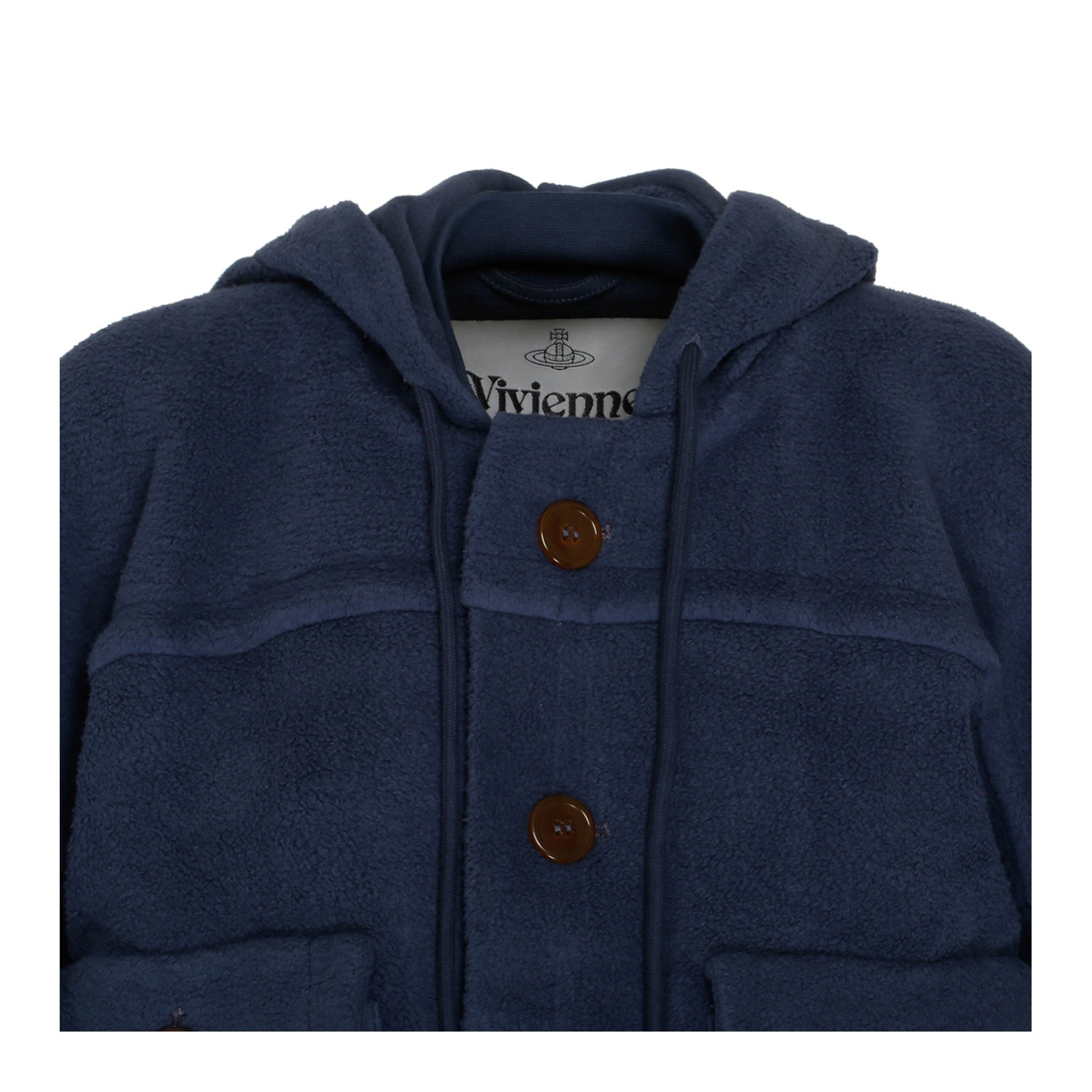 Navy Blue Organic Cotton Hooded Coat