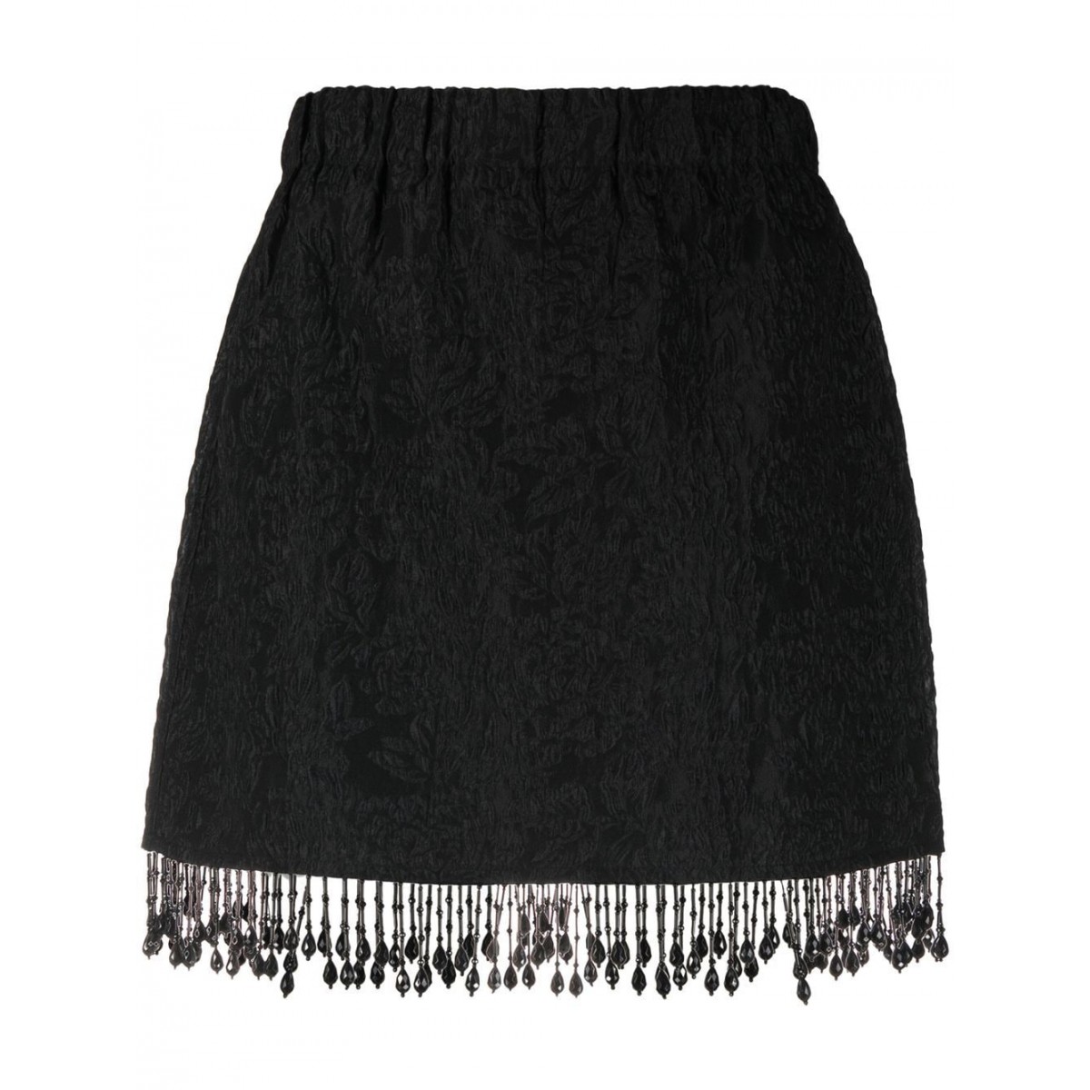 Black Fringed Jacquard Skirt