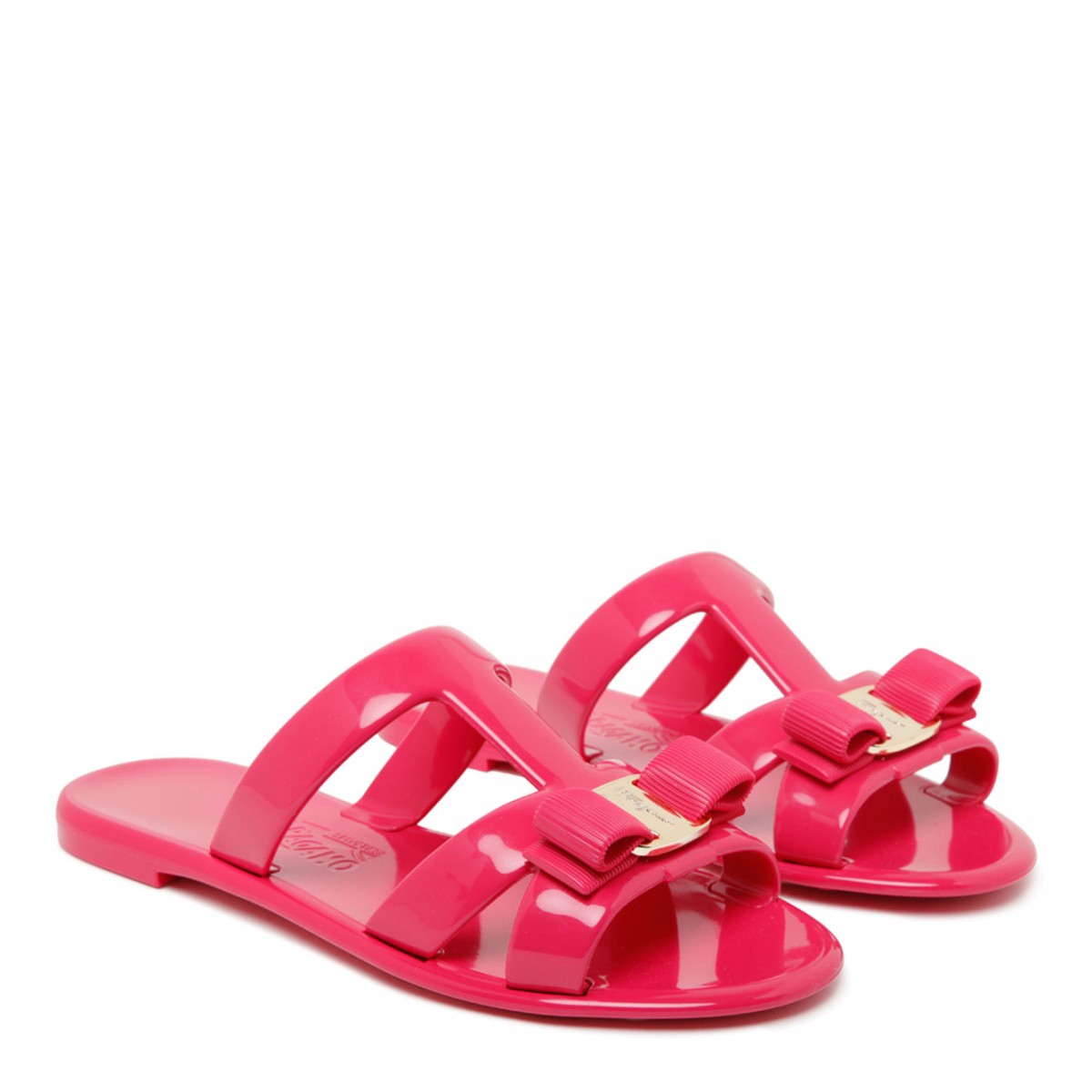 Salvatore Ferragamo Jelly Bow Flat Sandals