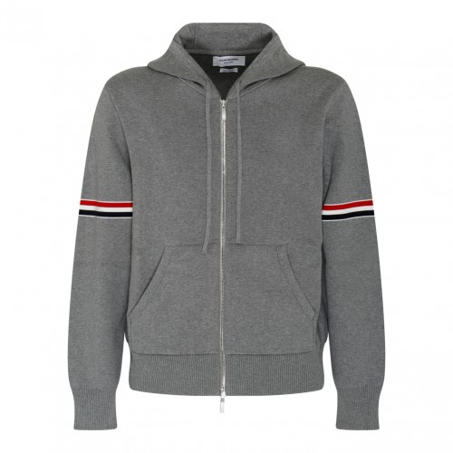 Grey Striped Zip Up Hoodie