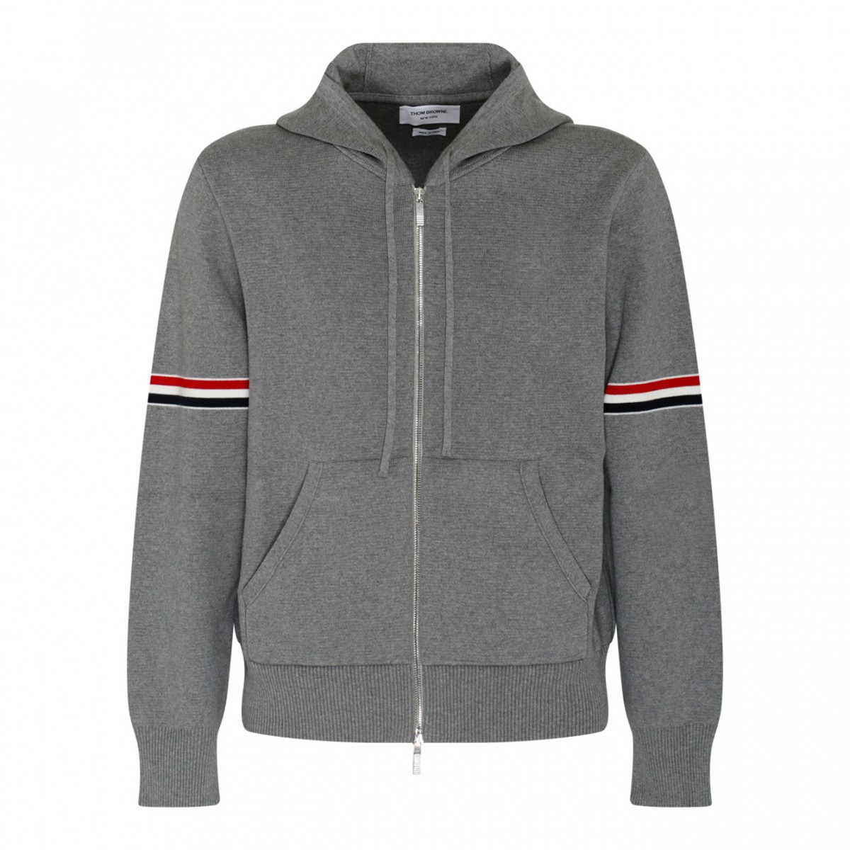 Grey Striped Zip Up Hoodie