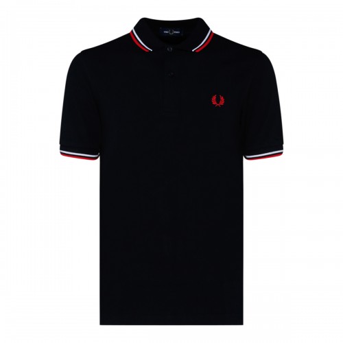 Navy and White Cotton Embroidered Logo Polo Shirt| COLOGNESE 1882