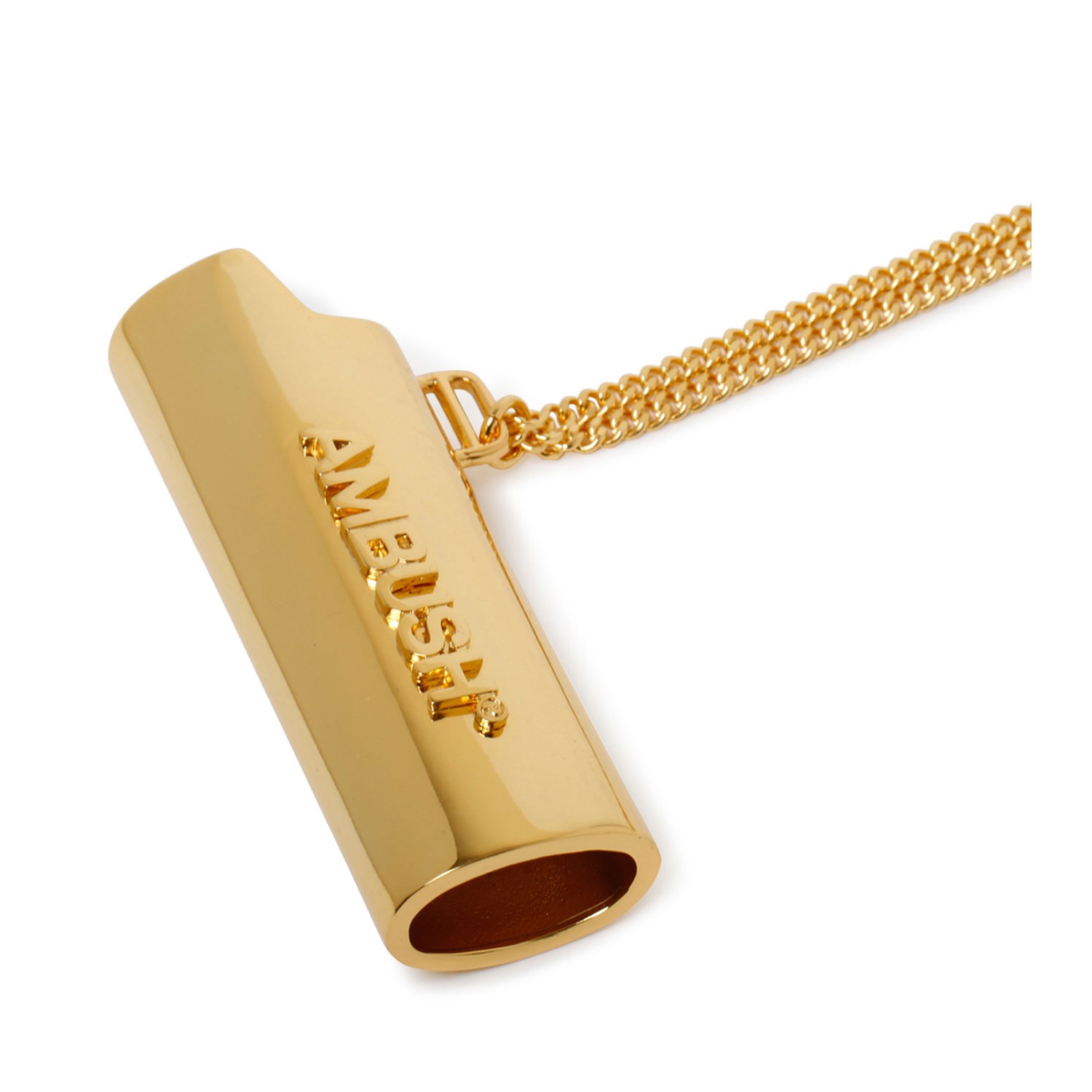 Ambush Gold Tone Logo Lighter Case Brass Necklace. | COLOGNESE 1882