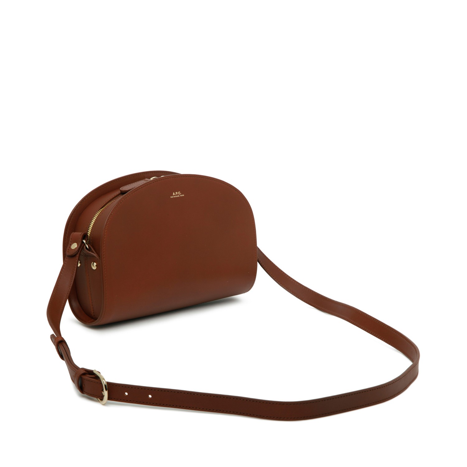 Demi Lune Leather Shoulder Bag in Gold - A P C