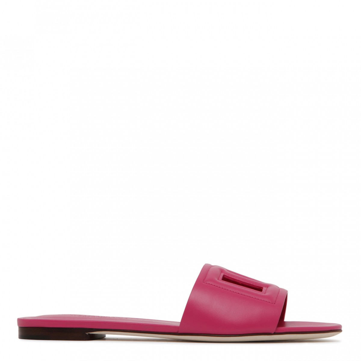 Dolce Gabbana Pink Calf Leather Millennials Logo Slides