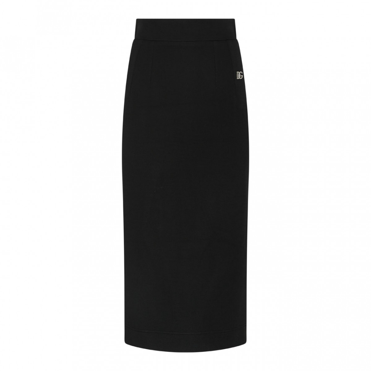 Black Stretch Design Pencil Midi Skirt