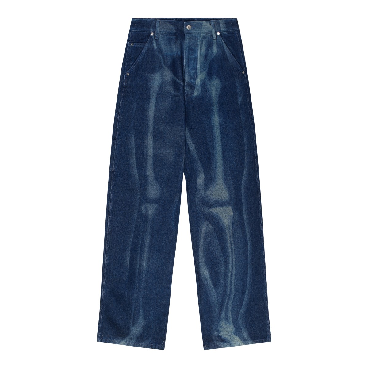 Indigo Blue Cotton Skeleton Print Jeans