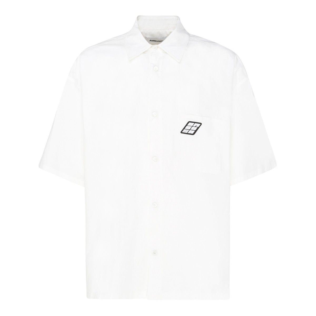 Prada Cotton Logo Bowling Shirt In White