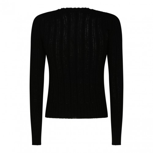 Knitted jumper in a semi-sheer fabric blend - black