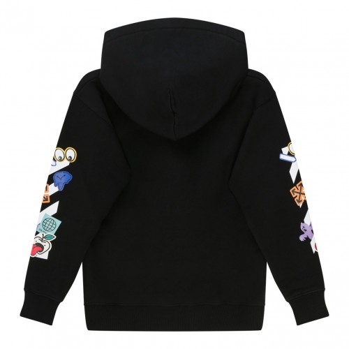 Black Cotton Fleece Hoodie