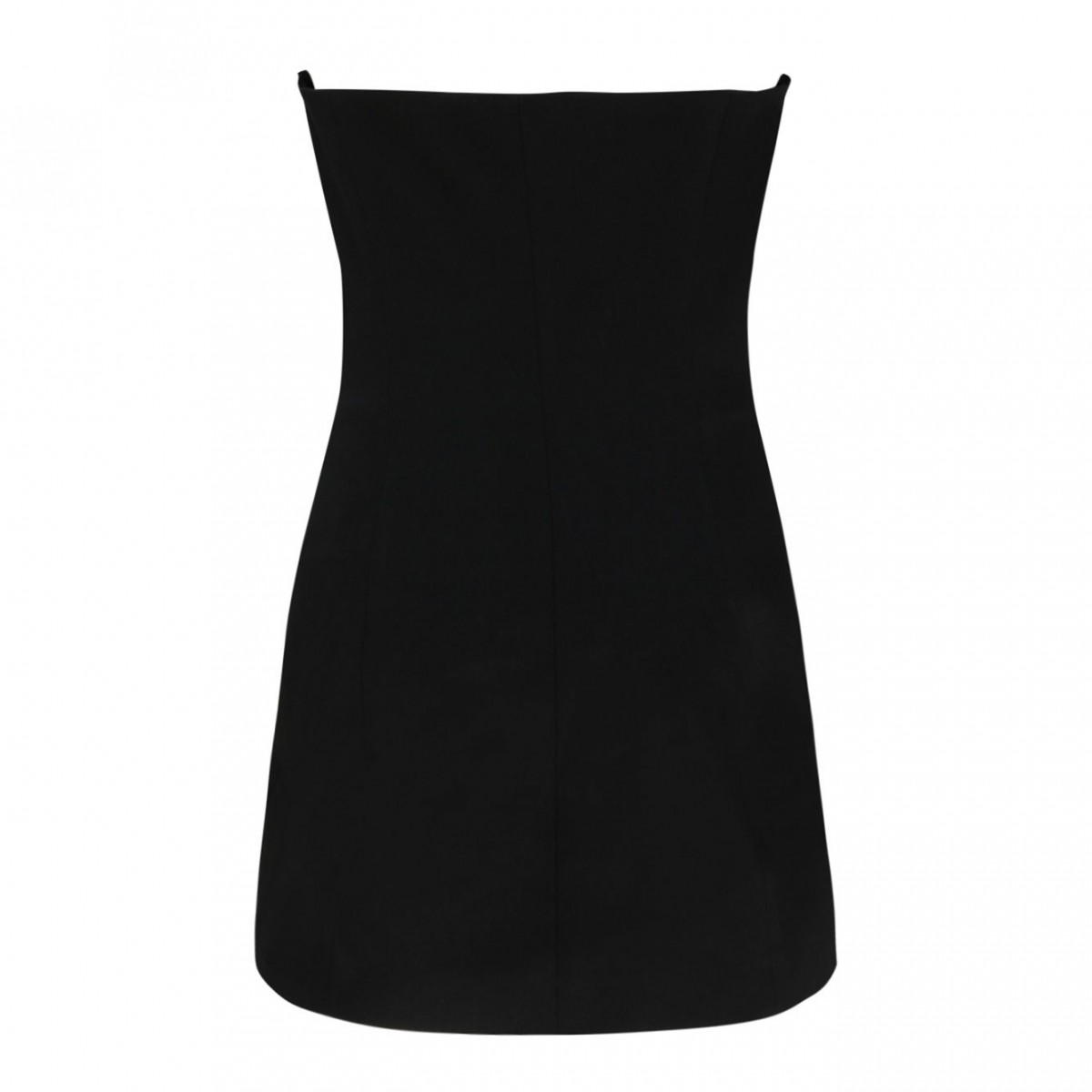 The Attico Black Virgin Wool Asymmetric Buttoned Mini Dress