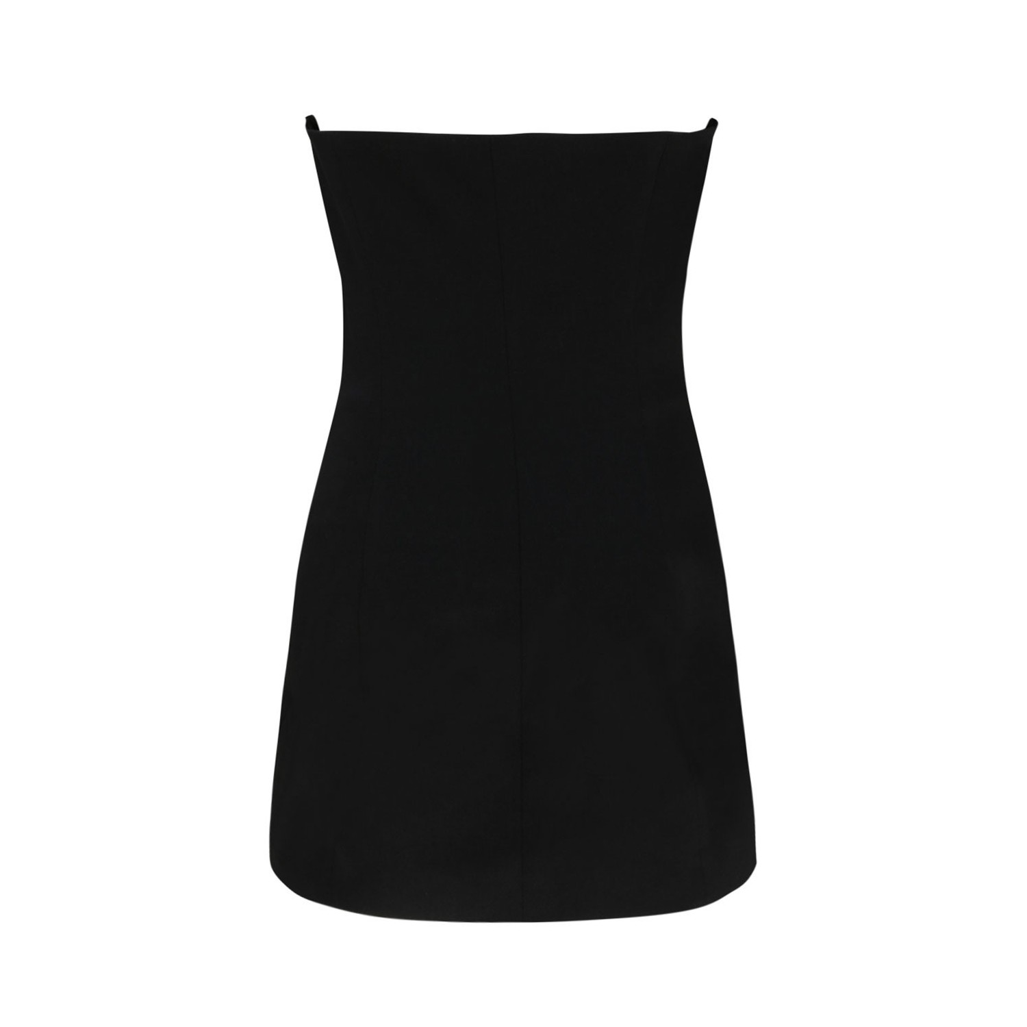 The Attico Black Virgin Wool Asymmetric Buttoned Mini Dress