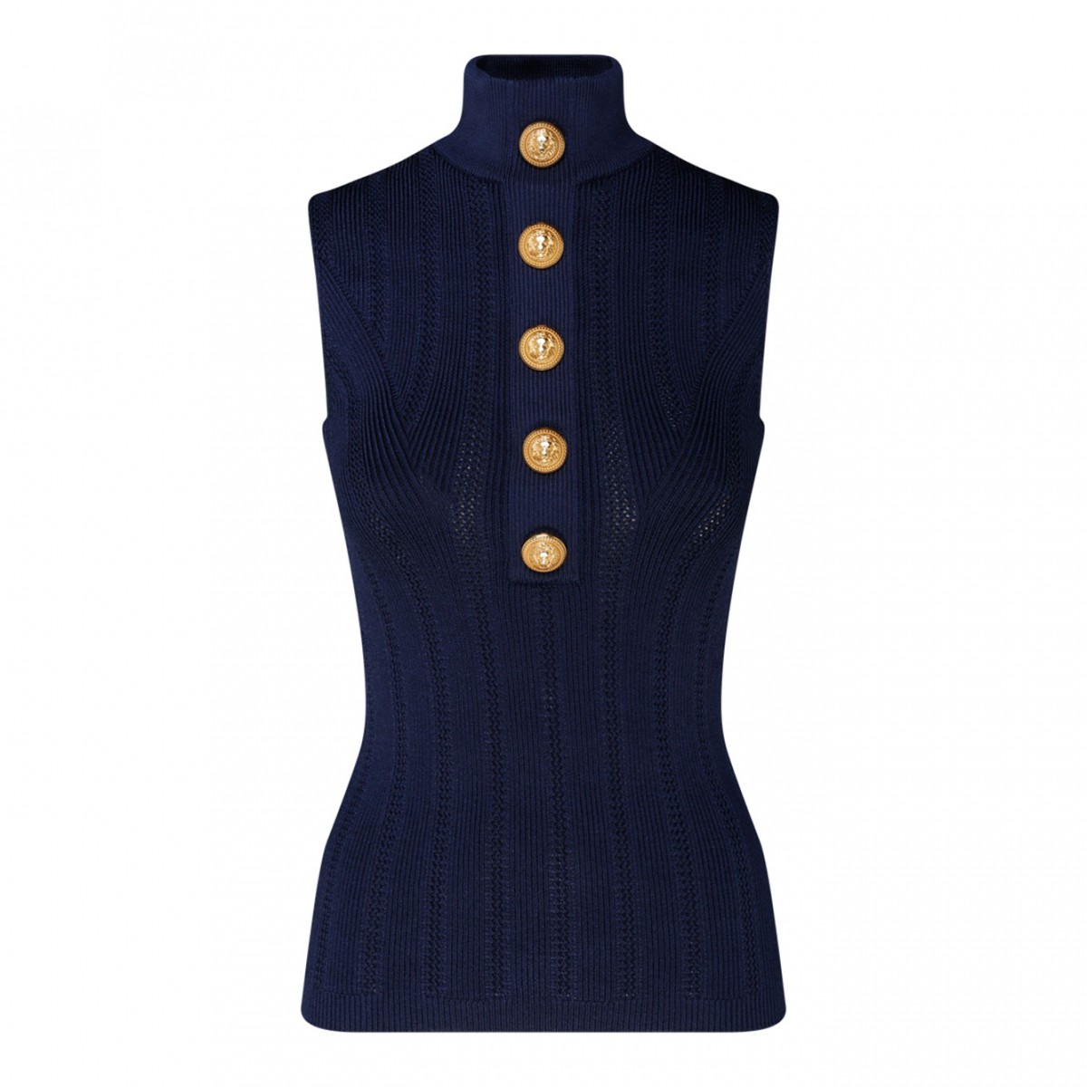 Navy Blue High Neck Top