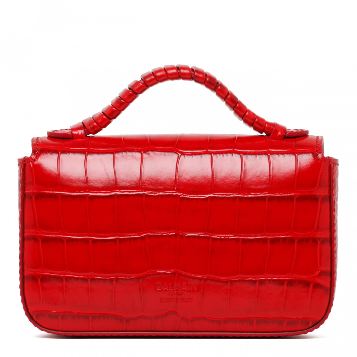 Small Size Red Croc-effect Leather Handbags Metal Lock Satchel